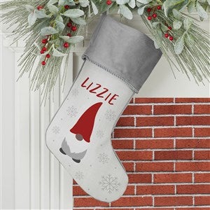 Christmas Gnome Personalized Christmas Stockings - Grey
