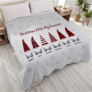 Christmas Gnome Personalized 90x90 Queen Plush Fleece Blanket