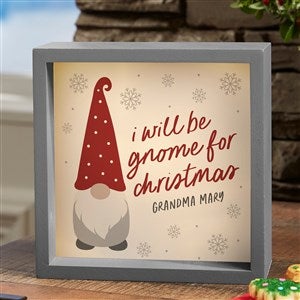 Christmas Gnome Personalized LED Grey Light Shadow Box- Small