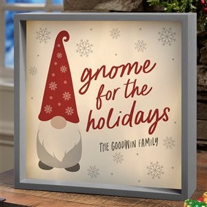 Christmas Gnome Personalized LED Grey Light Shadow Box- Large