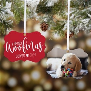 Personalized Photo Metal Ornament - Merry Woofmas