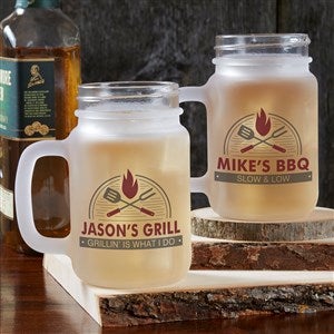 The Grill Personalized Frosted Mason Jar Glass