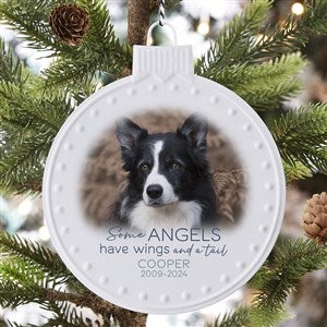 Some Angels Have Wings And A Tail Personalized White Enamel Ornament