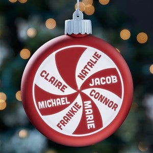Peppermint Family Personalized LED Red Glass Ornament