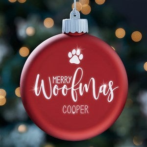 Merry Woofmas Personalized Dog LED Red Glass Ornament