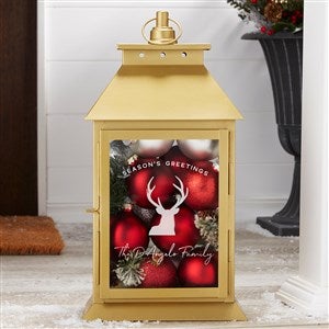 Christmas Plaid Personalized Gold Decorative Candle Lantern