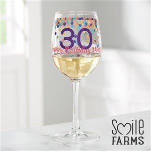 Personalized Birthday White Wine Glass - Confetti Cheers