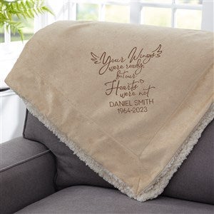Your Wings Were Ready... Embroidered 50x60 Tan Sherpa Blanket