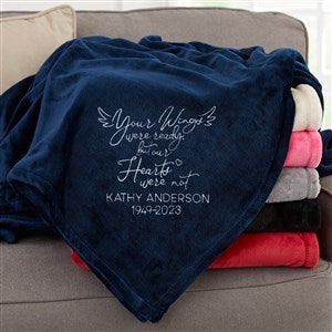 Your Wings Were Ready... Personalized 50x60 Navy Fleece Blanket