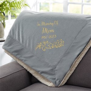 In Memory Of... Embroidered 60x72 Grey Sherpa Blanket