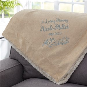 In Memory Of... Embroidered 50x60 Tan Sherpa Blanket
