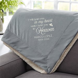 I Will Hold You In My Heart Embroidered 60x72 Grey Sherpa Blanket