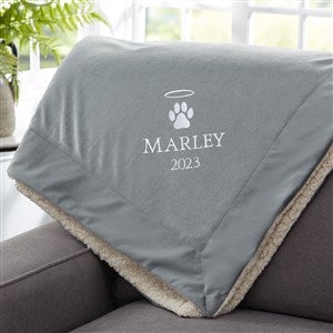 Pet Halo Memorial Embroidered 60x72 Grey Sherpa Blanket