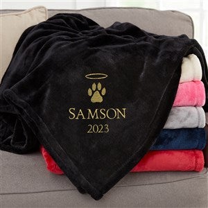 Pet Memorial Halo Personalized 60x80 Black Fleece Blanket