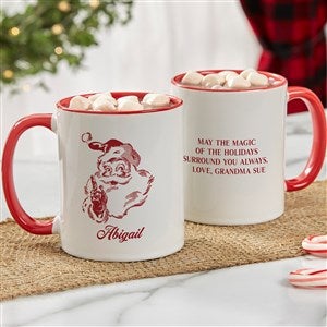 Retro Santa Personalized Coffee Mug 11 oz.- Red
