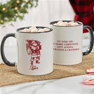 Retro Santa Personalized Coffee Mug 11 oz.- Black