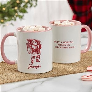 Retro Santa Personalized Coffee Mug 11 oz.- Pink
