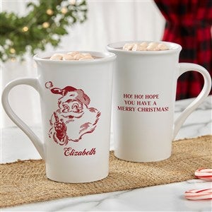 Retro Santa Personalized Latte Mug - 16 oz. White