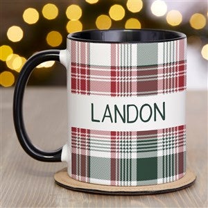 Fresh Plaid Personalized Christmas Coffee Mug 11 oz.- Black