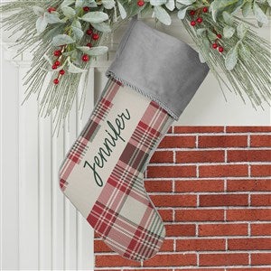 Fresh Plaid Personalized Grey Christmas Stockings