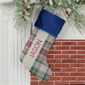 Fresh Plaid Personalized Blue Christmas Stockings