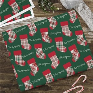 Fresh Plaid Personalized Christmas Wrapping Paper Sheets- Set of 3