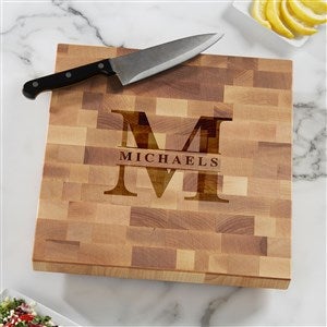 Lavish Last Name Personalized 12x12 Butcher Block Cutting Board
