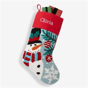 Classic Snowman Embroidered Hooked Christmas Stocking - #37556-SM