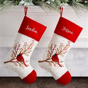 Cardinal Embroidered Christmas Stocking
