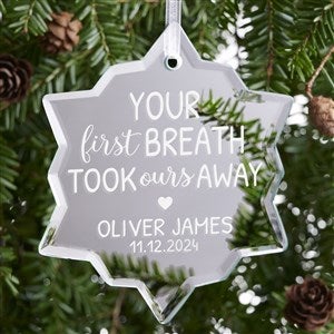 Engraved Snowflake Mirror Baby Ornament - Your First Breath