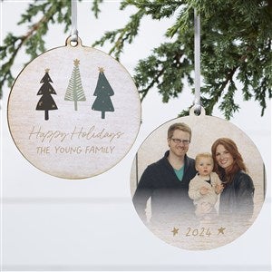 Christmas Aspen Personalized Photo Ornament- 3.75 Wood - 2 Sided