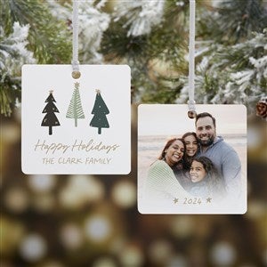 Christmas Aspen Personalized Square Photo Ornament- 2.75 Metal - 2 Sided