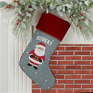 Santa and Friends Personalized Burgundy Christmas Stockings