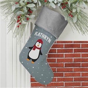 Santa and Friends Personalized Grey Christmas Stockings