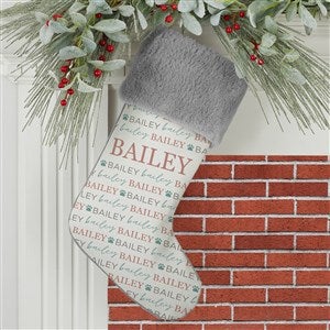 Personalized Pet Christmas Stockings - Pawfect Pet - Grey Faux Fur
