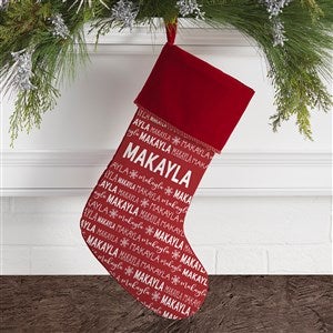 Personalized Christmas Stockings - Repeating Name - Burgundy
