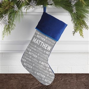 Personalized Christmas Stockings - Repeating Name - Blue
