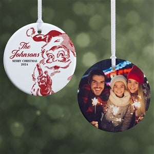Retro Santa Personalized Ornament- 2.85 Glossy - 2 Sided