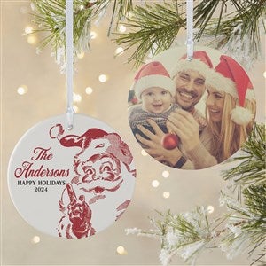 Retro Santa Personalized Ornament- 3.75 Matte - 2 Sided