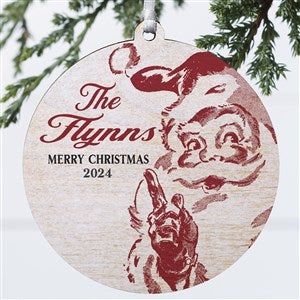Retro Santa Personalized Ornament- 3.75 Wood - 1 Sided