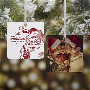 Retro Santa Personalized Ornament- 2.75 Metal - 2 Sided