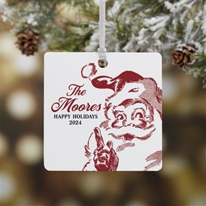 Retro Santa Personalized Ornament- 2.75 Metal - 1 Sided