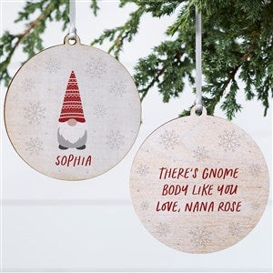 Christmas Gnome Personalized Ornament- 3.75 Wood - 2 Sided