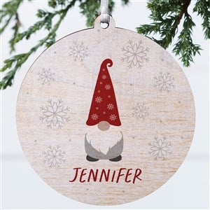 Christmas Gnome Personalized Ornament- 3.75 wood - 1 Sided