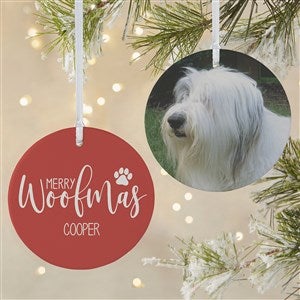 Merry Woofmas Personalized Ornament- 3.75 Matte - 2 Sided