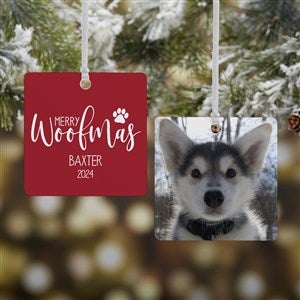 Merry Woofmas Personalized Ornament- 2.75 Metal - 2 Sided