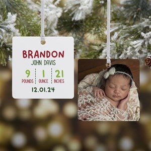 Newly Loved Baby Info Personalized Christmas Ornament- 2.75 Metal - 2 Sided