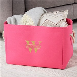 Lavish Last Name Embroidered Storage Tote- Pink