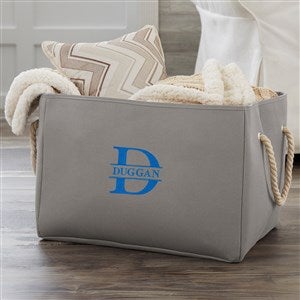 Lavish Last Name Embroidered Storage Tote- Grey
