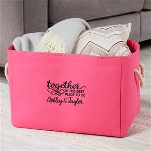 Together... Wedding Embroidered Storage Tote- Pink